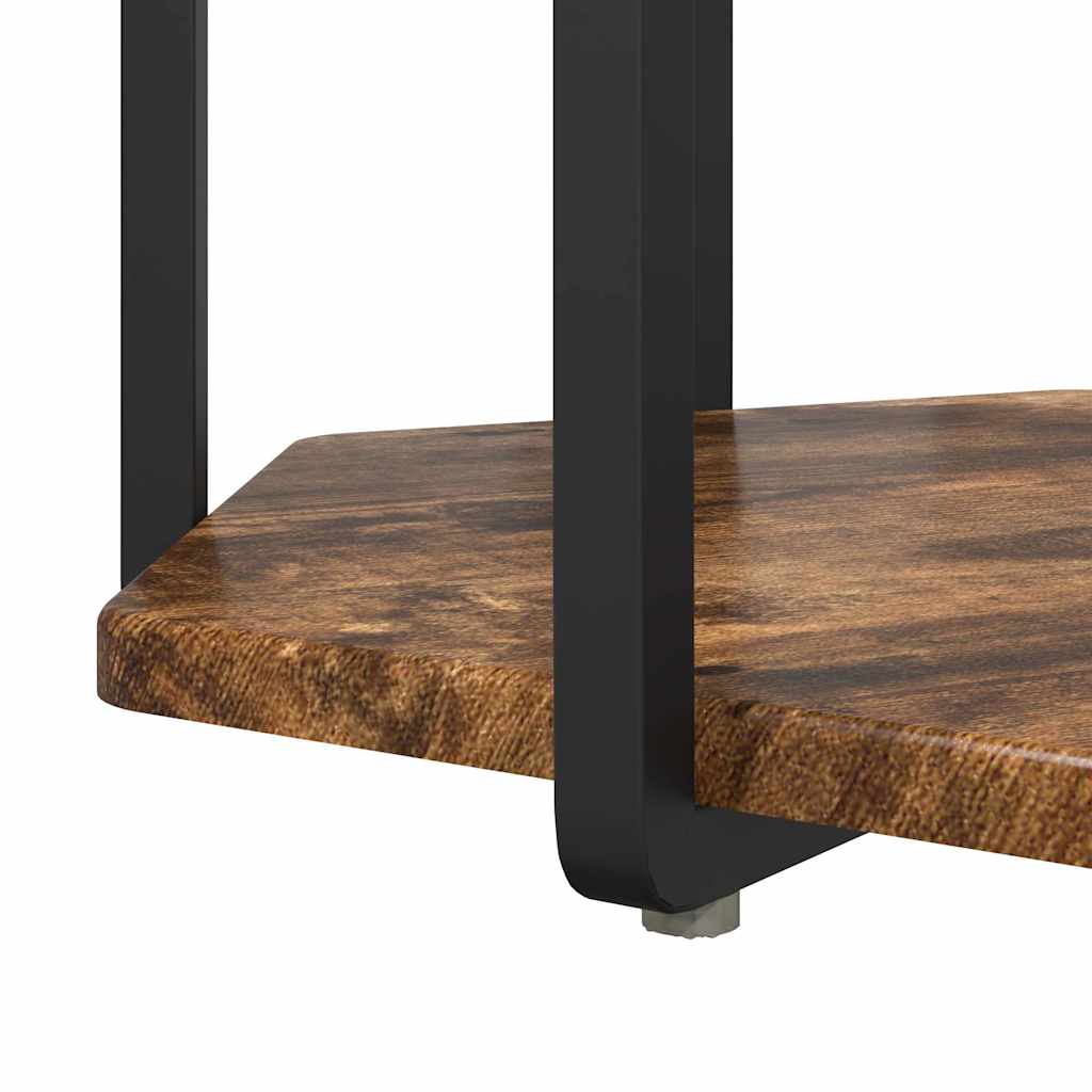 Side Table Set with Shelf 2 pcs Brown