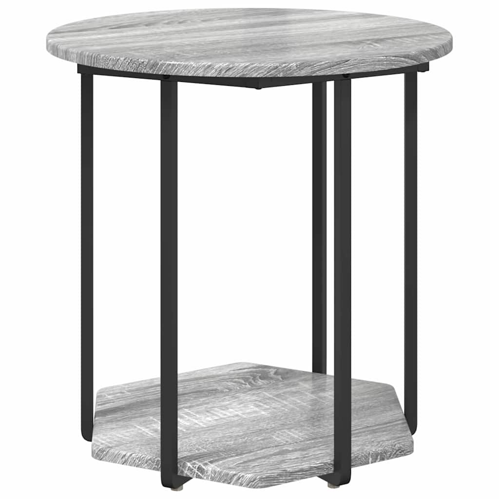 Side Table Set with Shelf 2 pcs Grey
