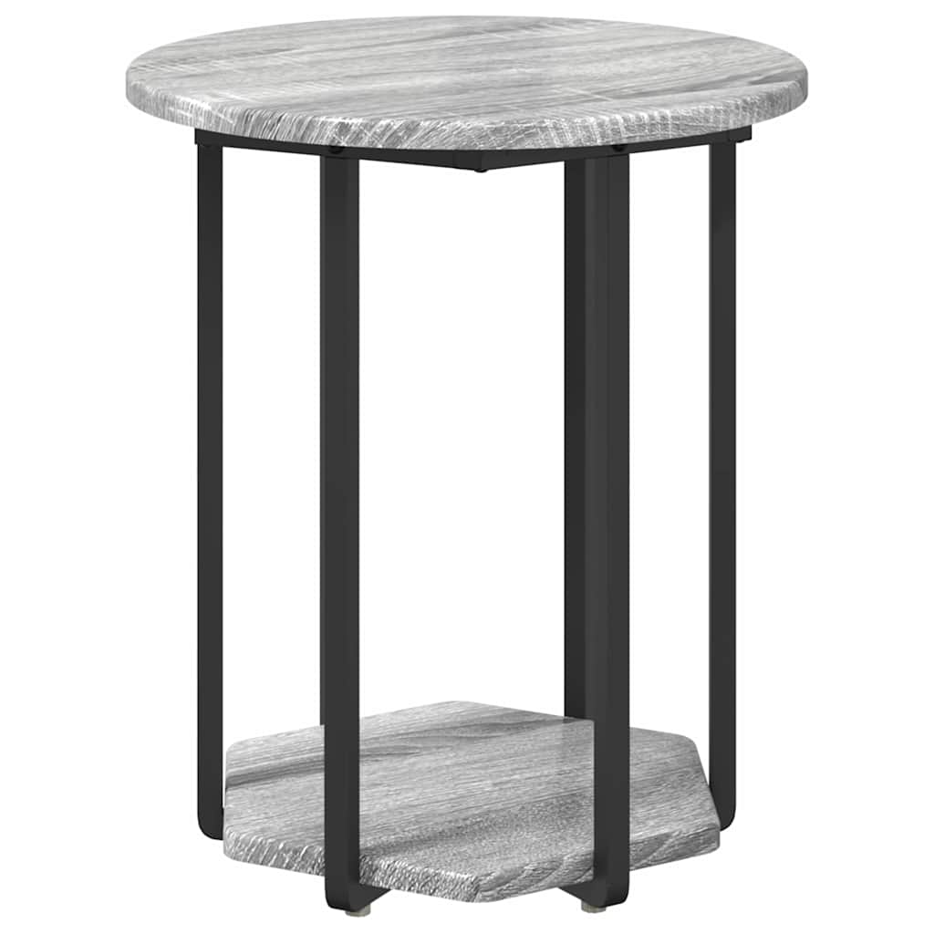Side Table Set with Shelf 2 pcs Grey