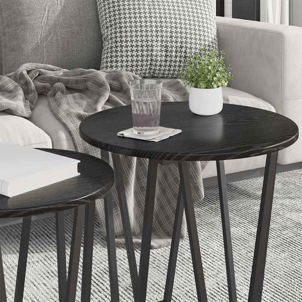 Side Table Set 2 pcs Black Oak