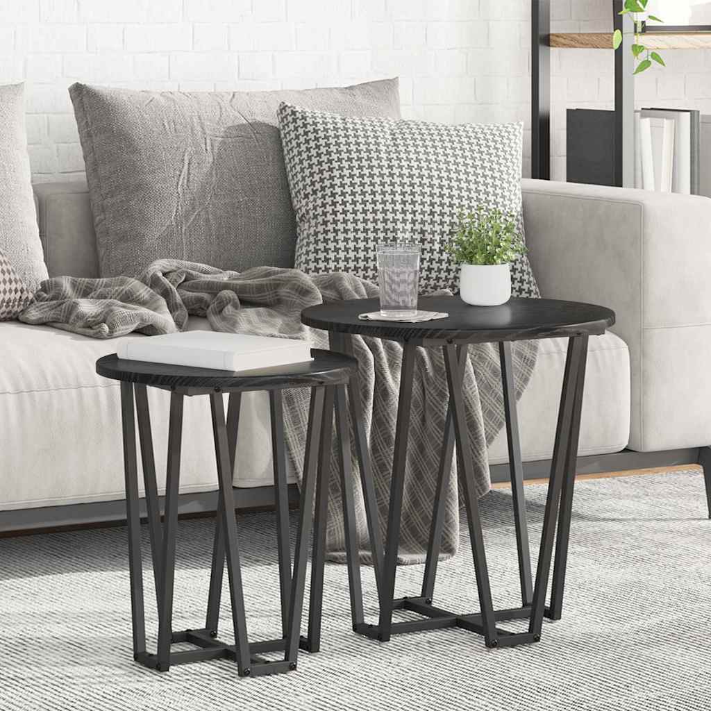 Side Table Set 2 pcs Black Oak
