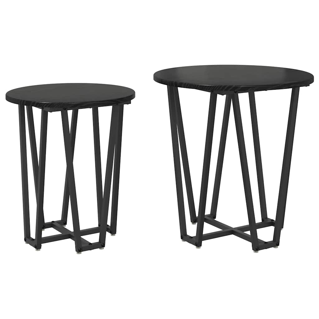 Side Table Set 2 pcs Black Oak