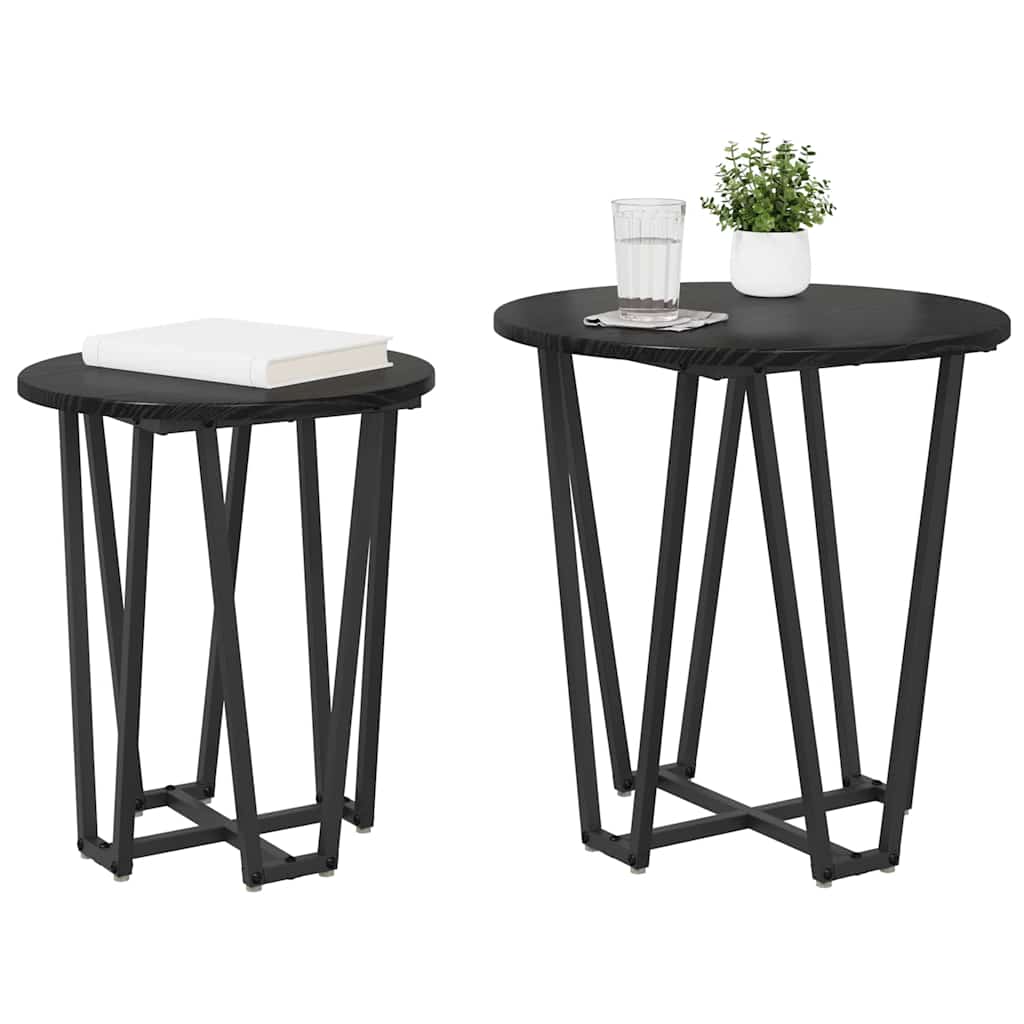Side Table Set 2 pcs Black Oak