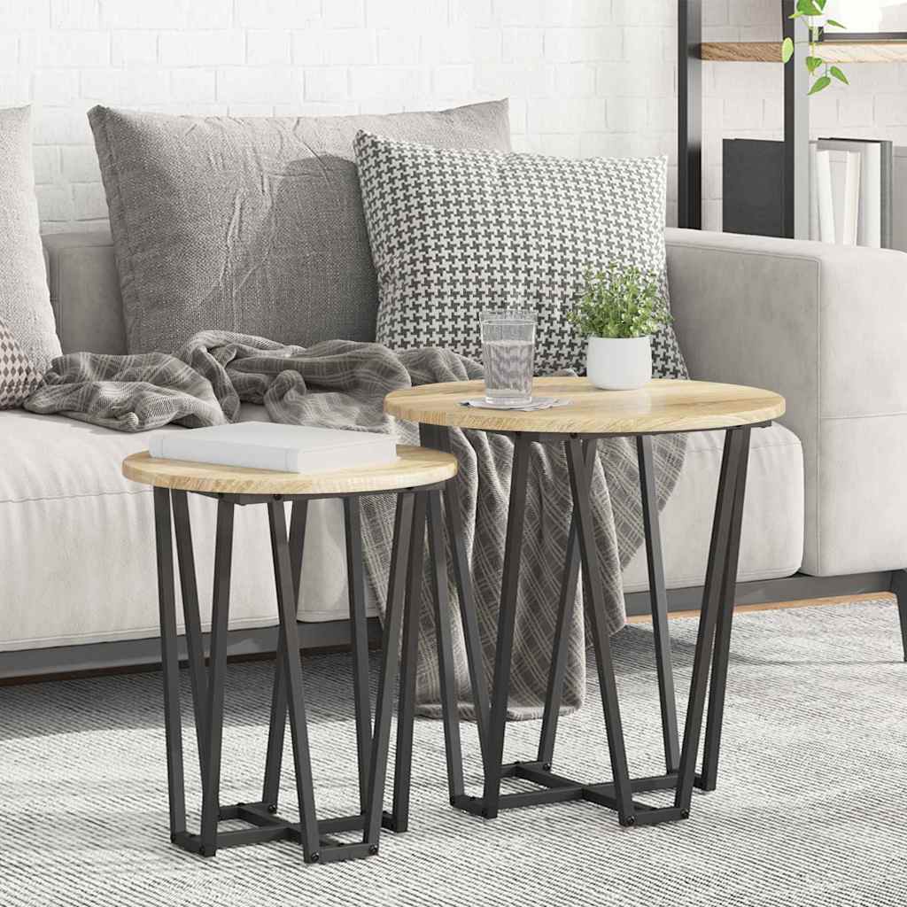Side Table Set 2 pcs Sonoma Oak and Black
