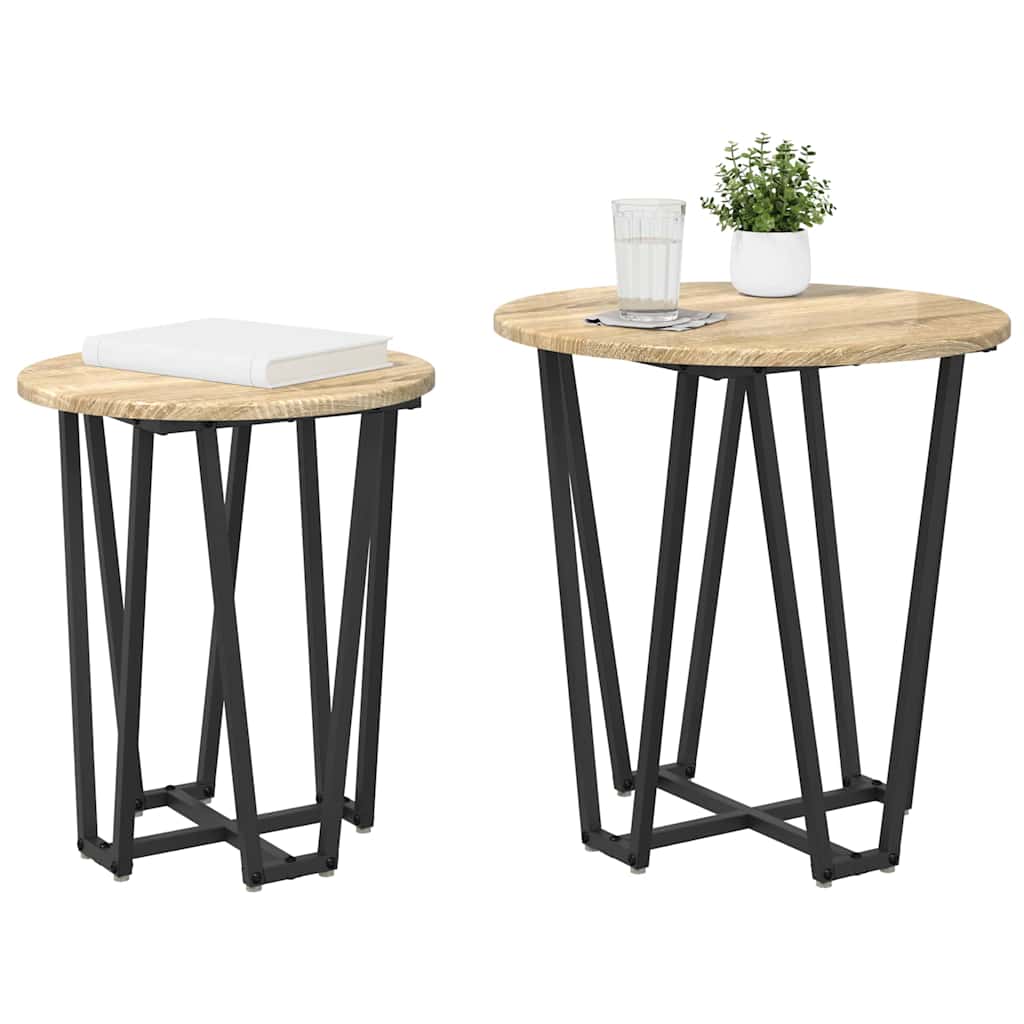Side Table Set 2 pcs Sonoma Oak and Black