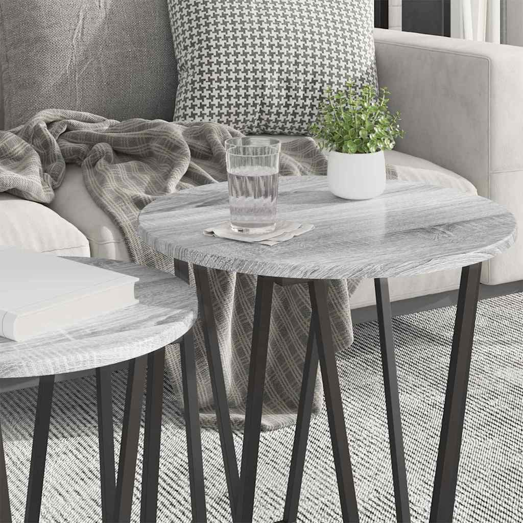 Side Table Set 2 pcs Grey Sonoma and Black