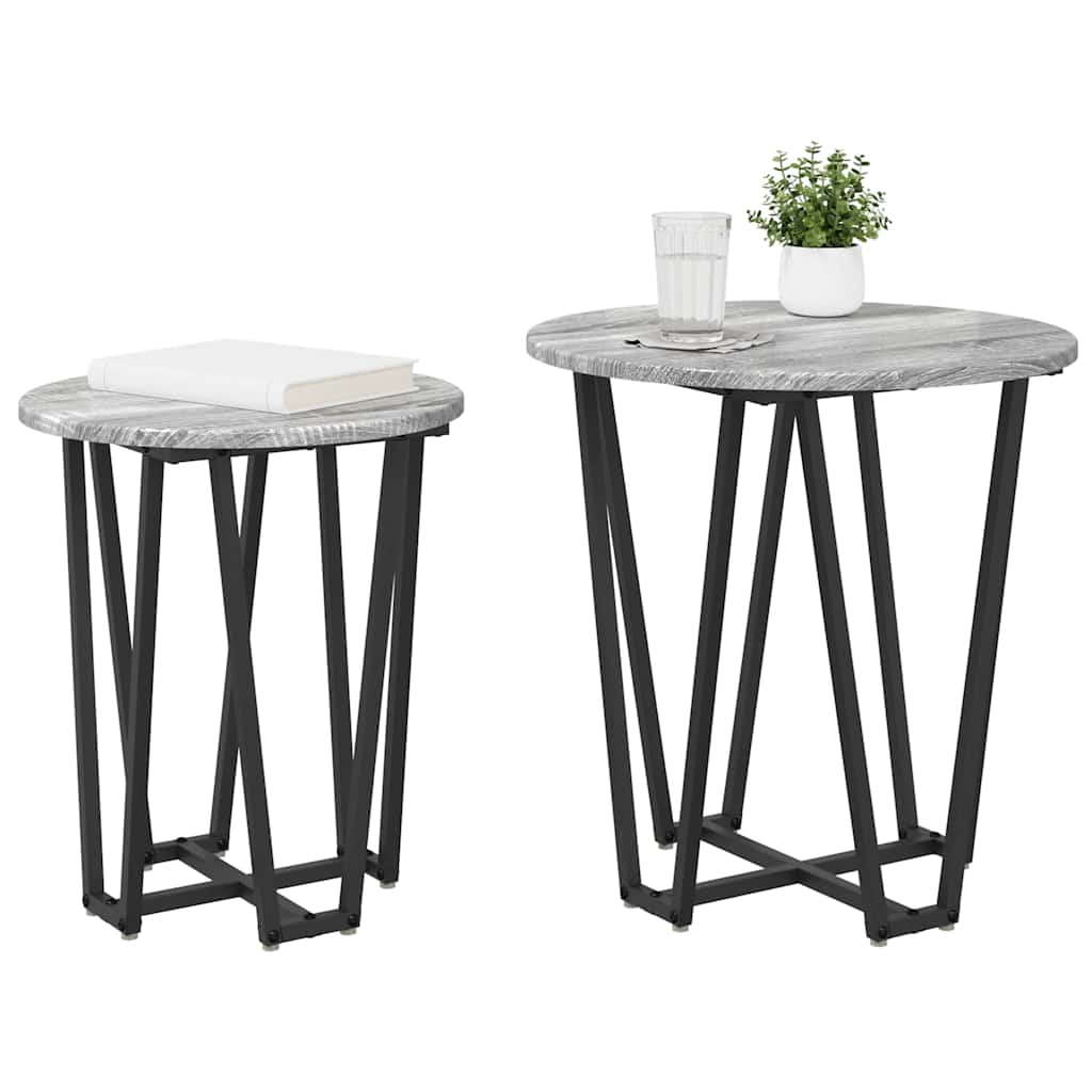 Side Table Set 2 pcs Grey Sonoma and Black