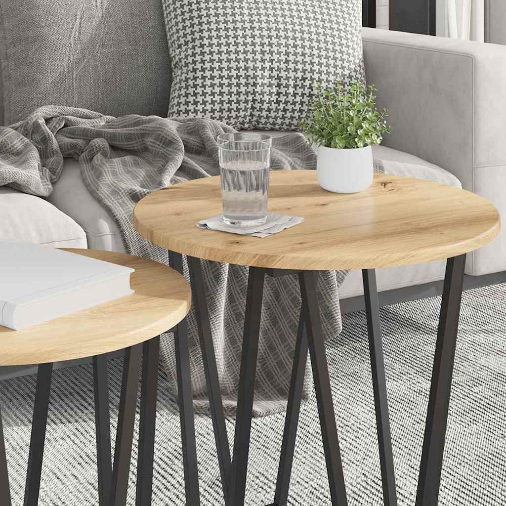 Side Table Set 2 pcs Artisan Oak and Black