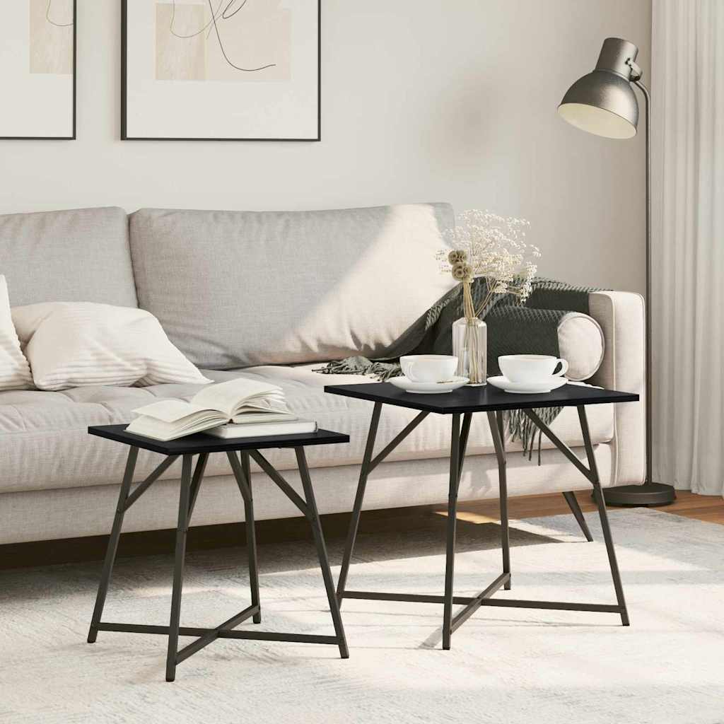 Side Table Set 2 pcs Black Oak