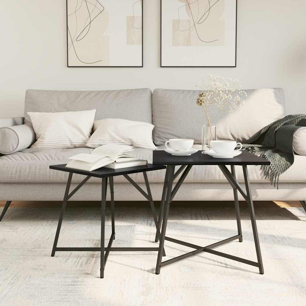 Side Table Set 2 pcs Black Oak
