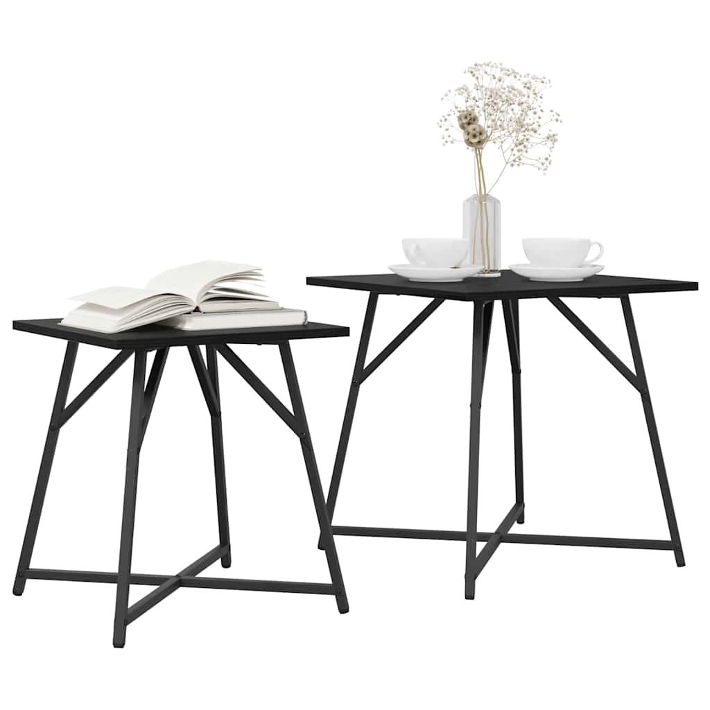 Side Table Set 2 pcs Black Oak