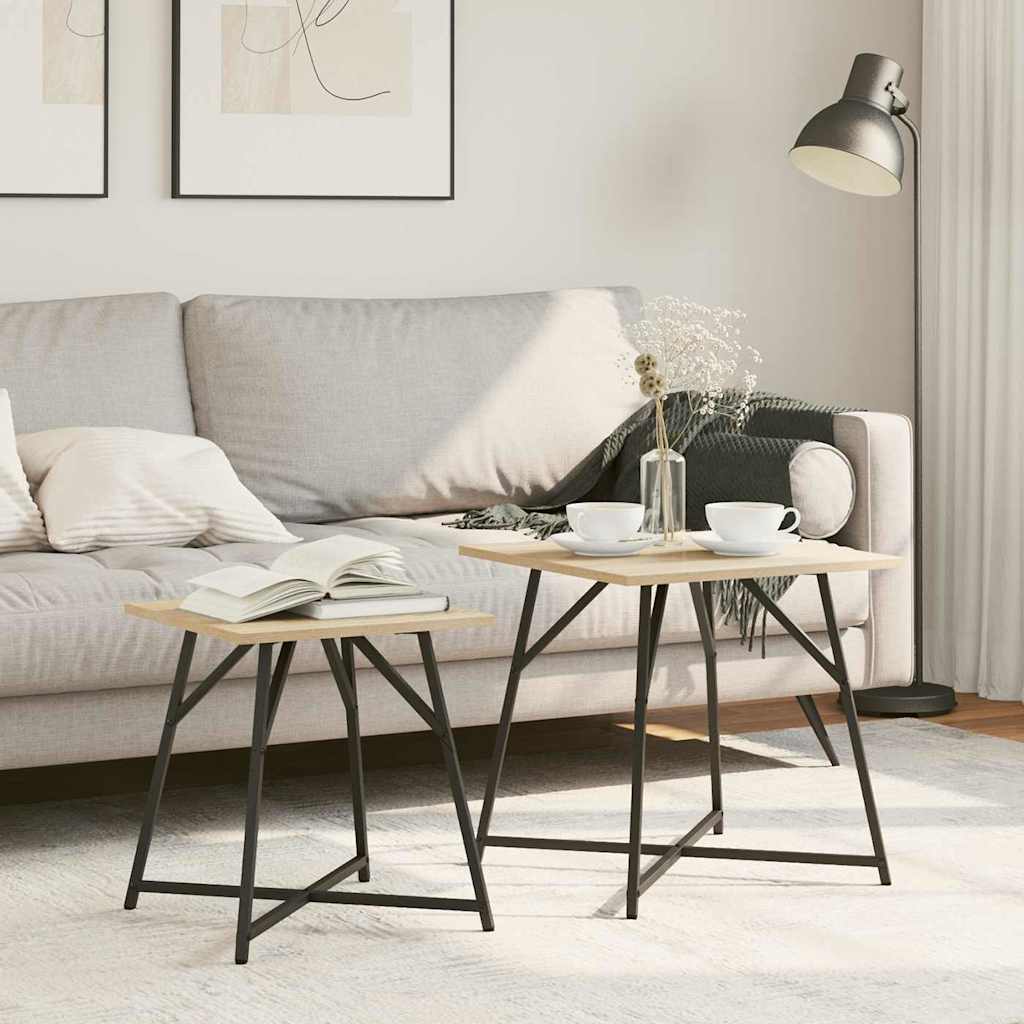 Side Table Set 2 pcs Sonoma Oak and Black