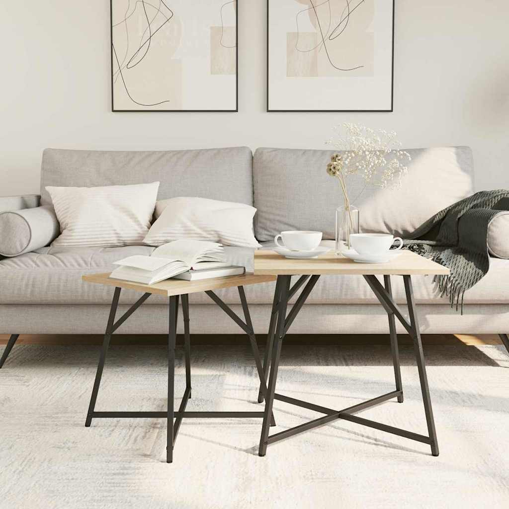 Side Table Set 2 pcs Sonoma Oak and Black