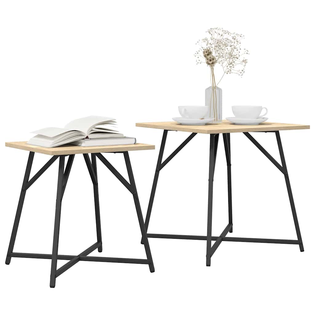 Side Table Set 2 pcs Sonoma Oak and Black