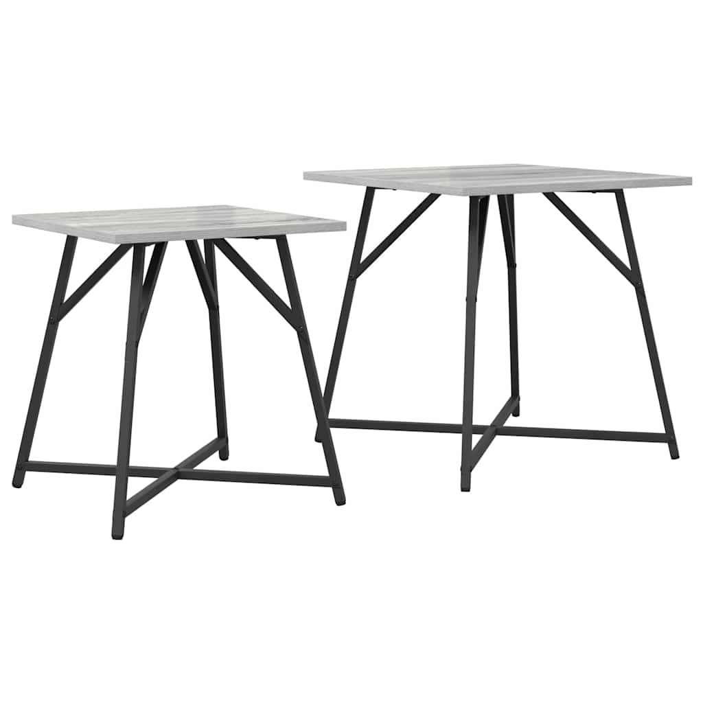 Side Table Set 2 pcs Grey Sonoma and Black