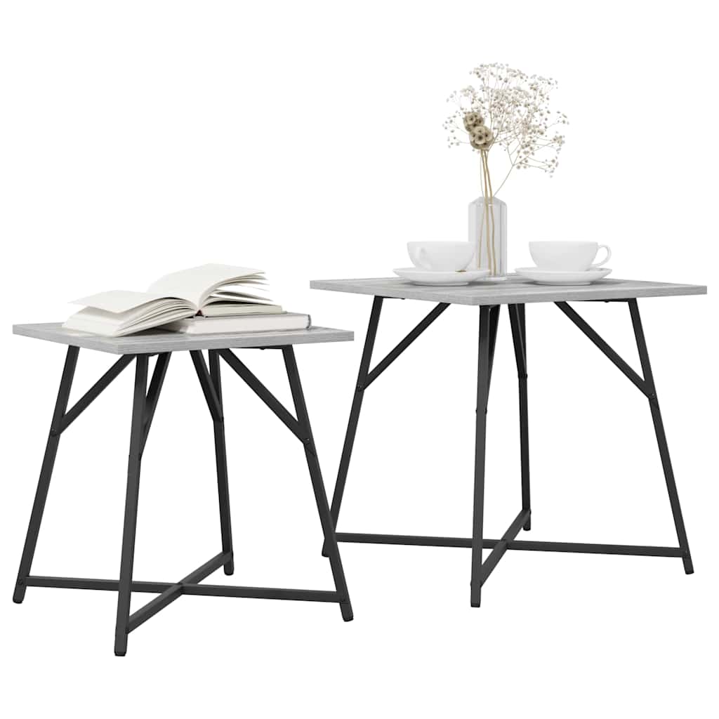 Side Table Set 2 pcs Grey Sonoma and Black