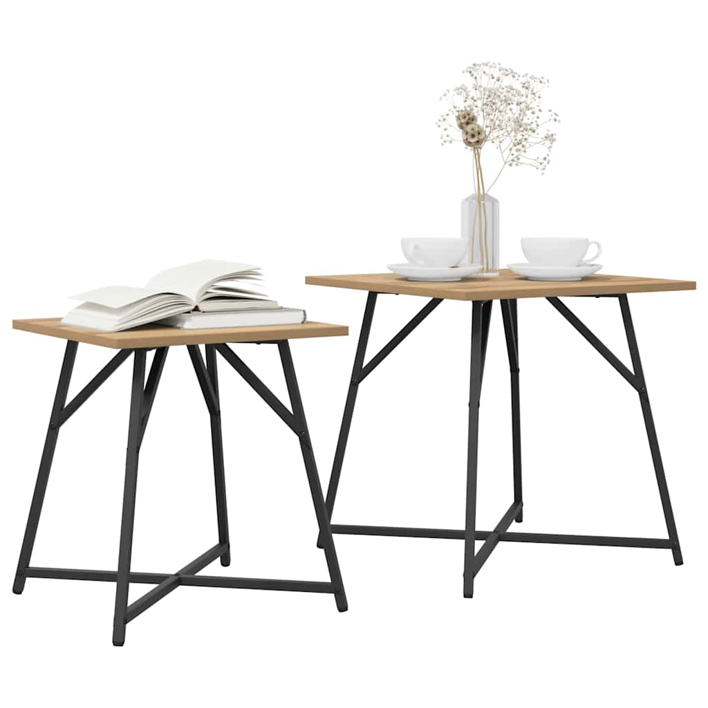 Side Table Set 2 pcs Artisan Oak and Black
