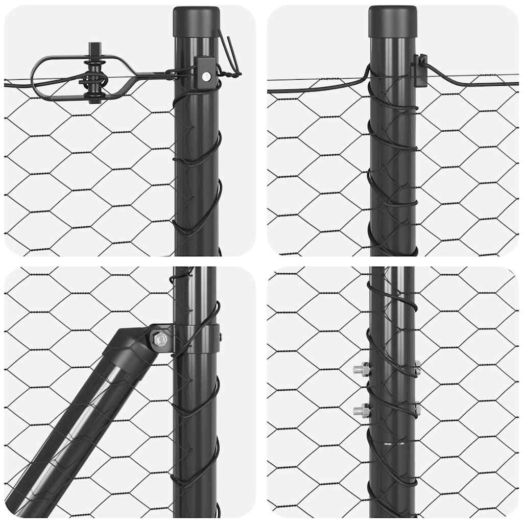 Fence Post Grey 10 x 1.2 m (25 mm mesh) Steel and PVC