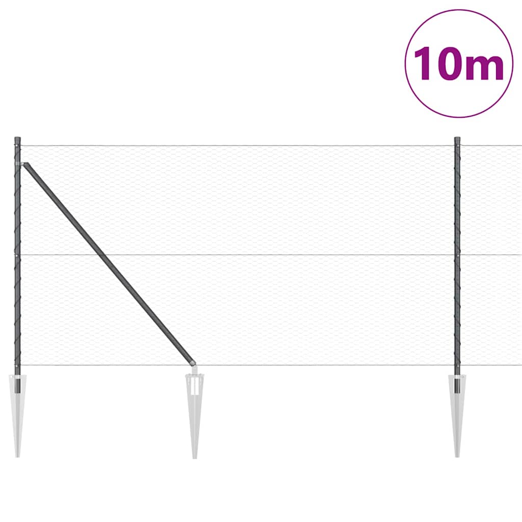 Welded Wire Fence with Spikes 10 x 1 m (W x H) PVC-Coated Steel