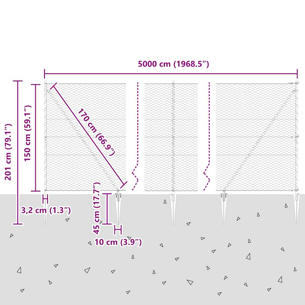 Welded Wire Fence with Spikes 50 x 1.5 m (W x H)