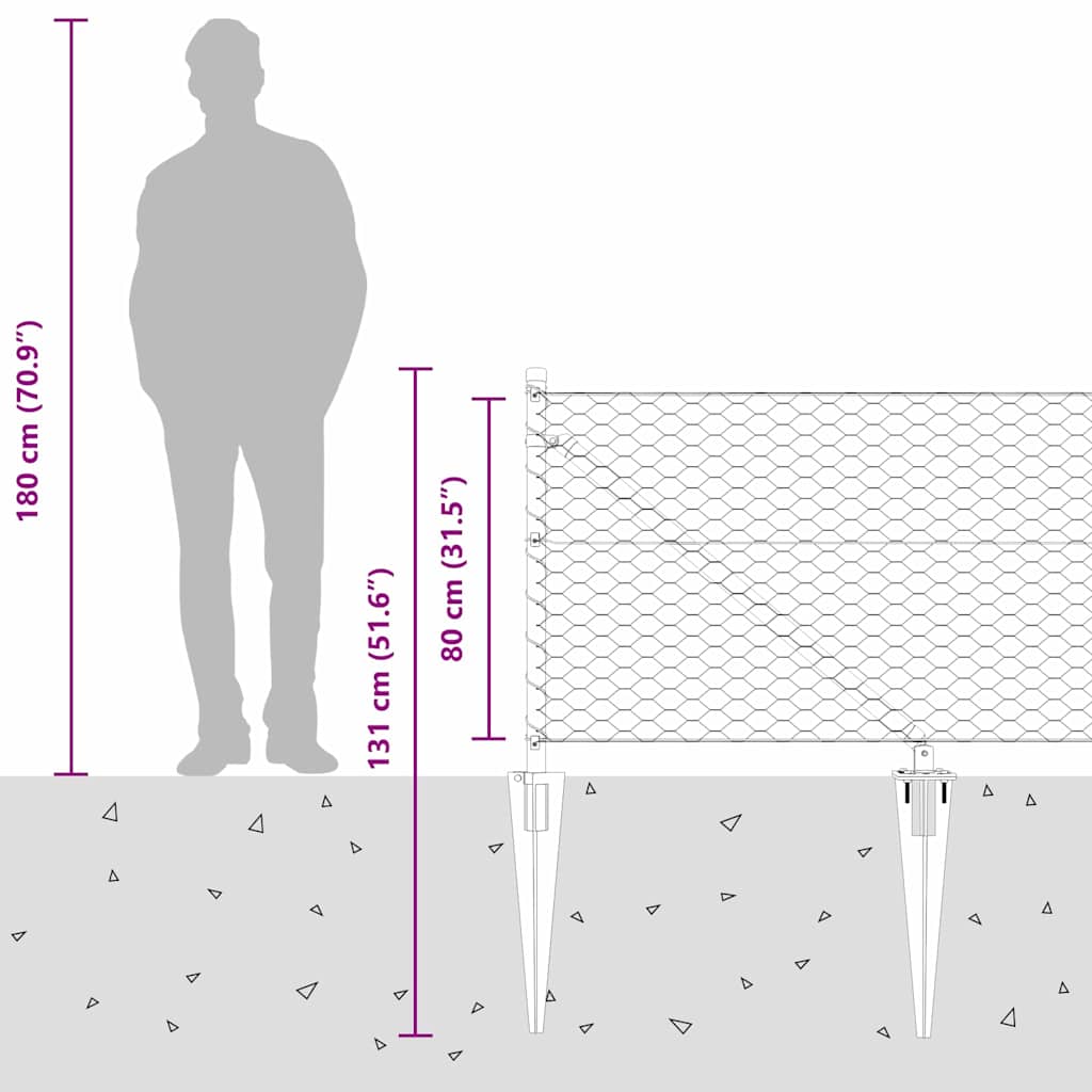 Welded Wire Fence with Spikes 100 x 0.8 m (W x H)