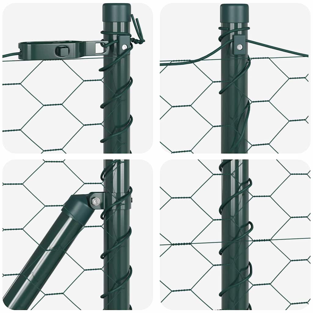 Fence Post Steel and PVC Green