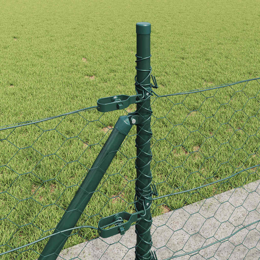 Fence Post Steel and PVC Green
