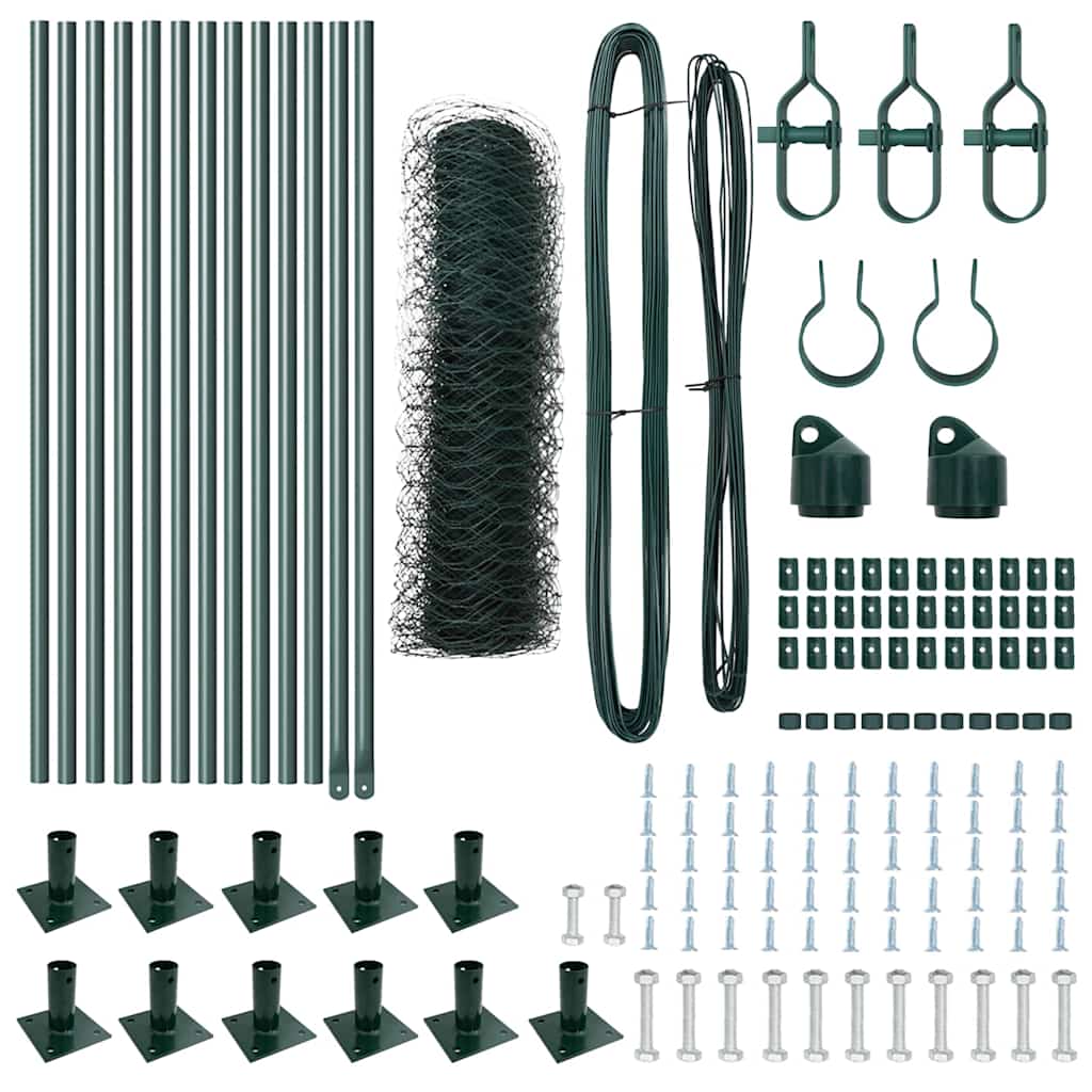Fence Post Steel and PVC Green