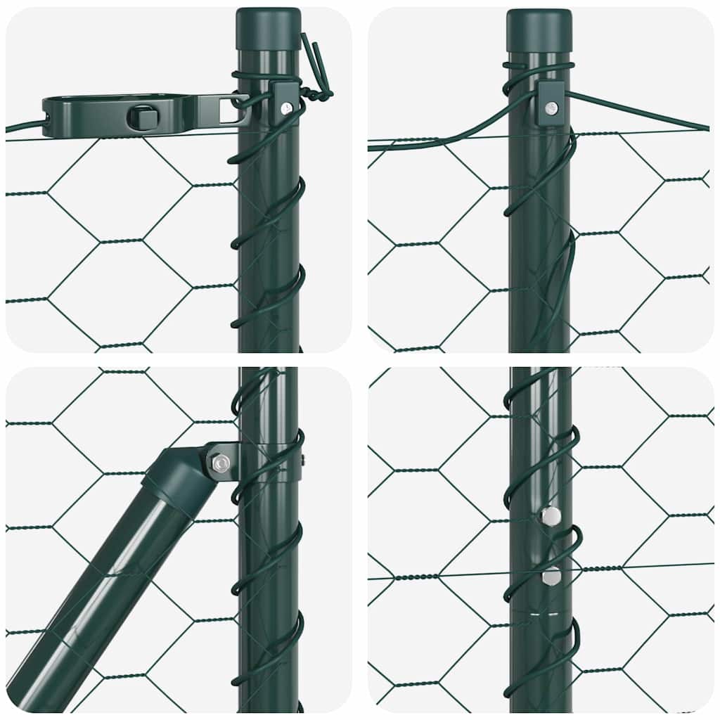 Fence Post Steel and PVC Green