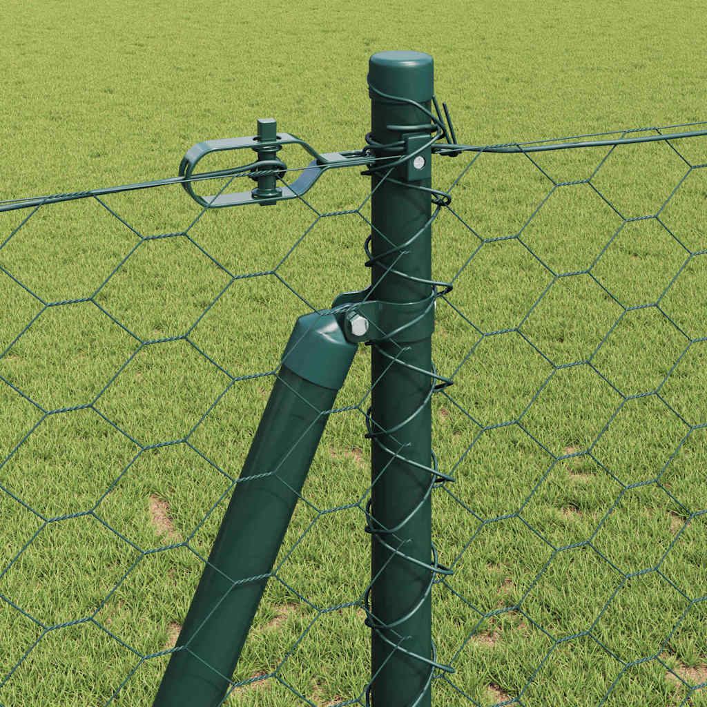 Fence Post Steel and PVC Green