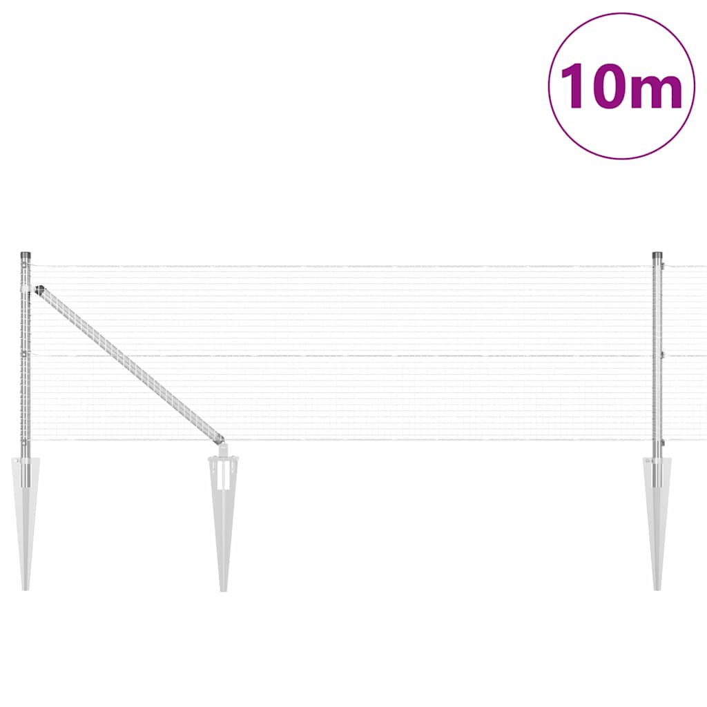 Spike-Installed Welded Mesh Fence Steel Silver Mesh