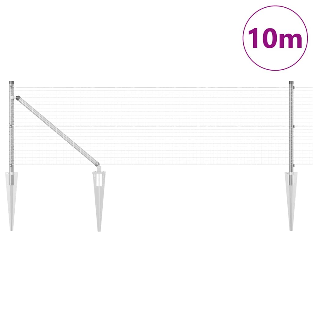 Welded Wire Fence with Spikes Steel Silver Mesh