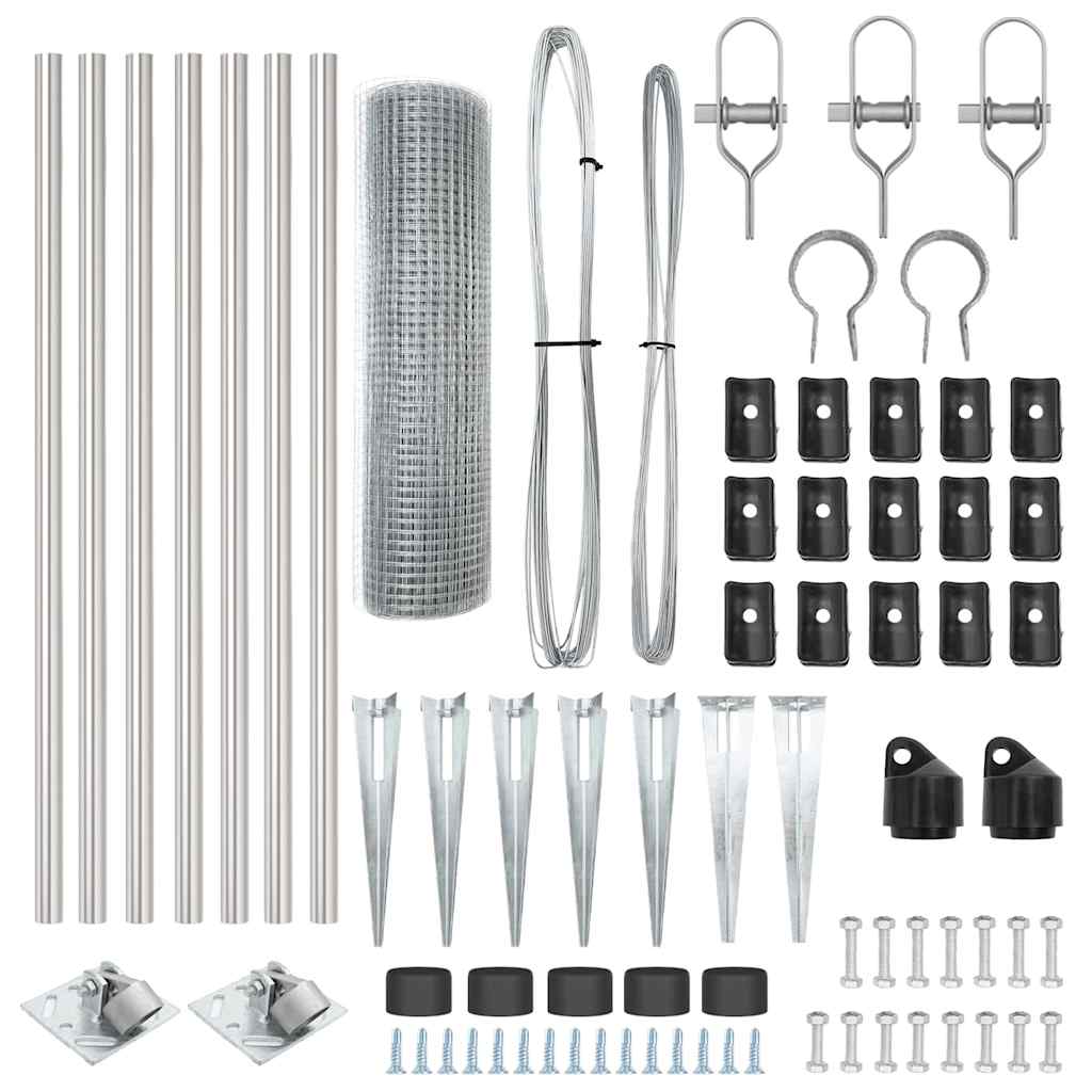 Spike-Installed Welded Mesh Fence Steel Silver Mesh