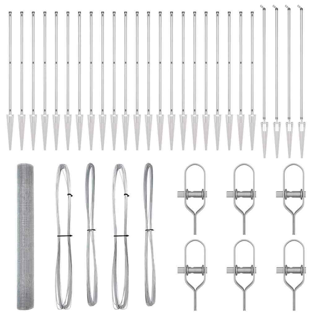 Welded Wire Fence with Spikes Steel Silver Mesh