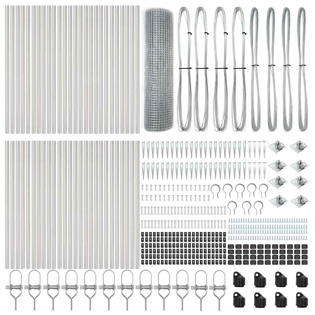 Welded Wire Fence with Spikes Steel Silver Mesh