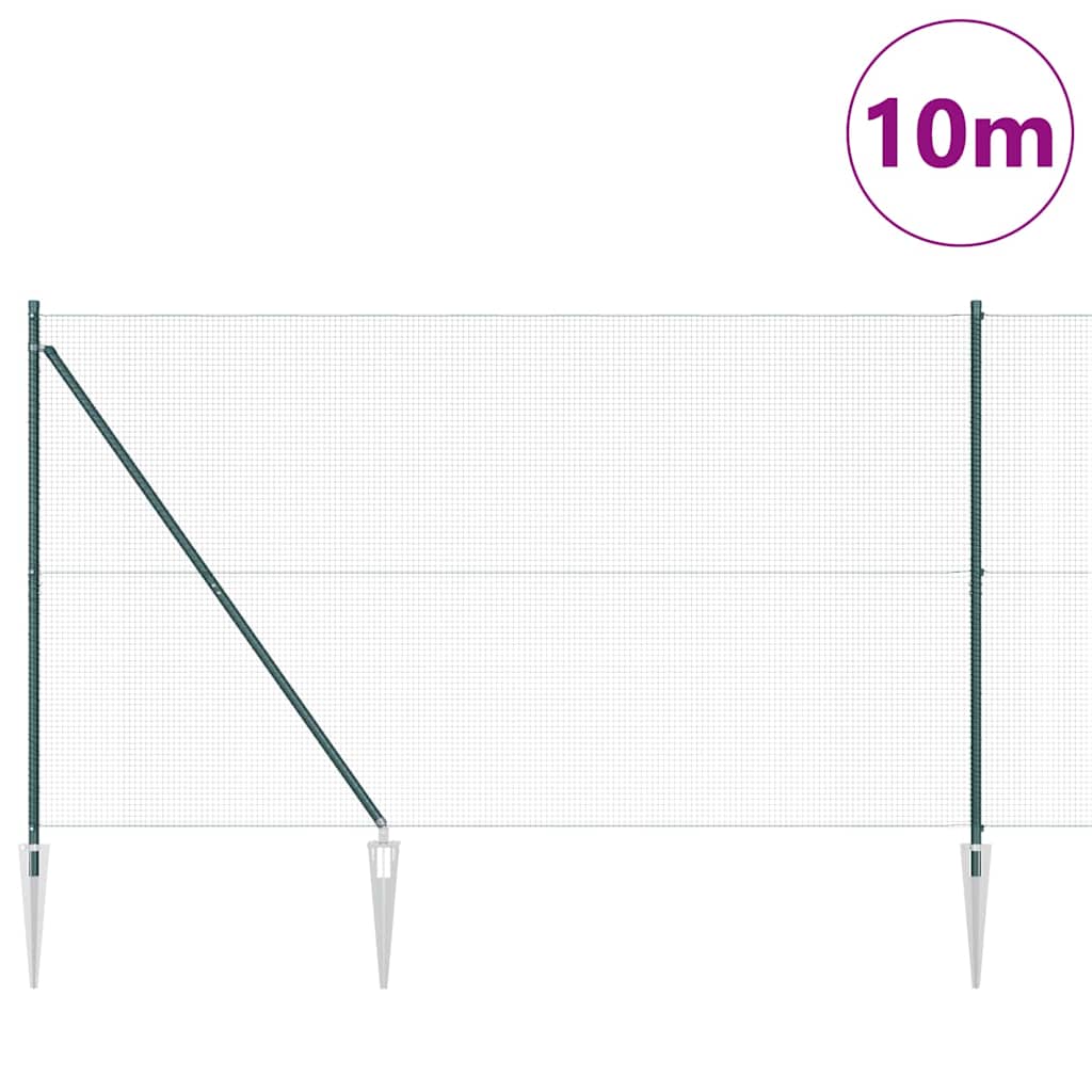 Welded Wire Fence with Spikes Steel and PVC Green Mesh