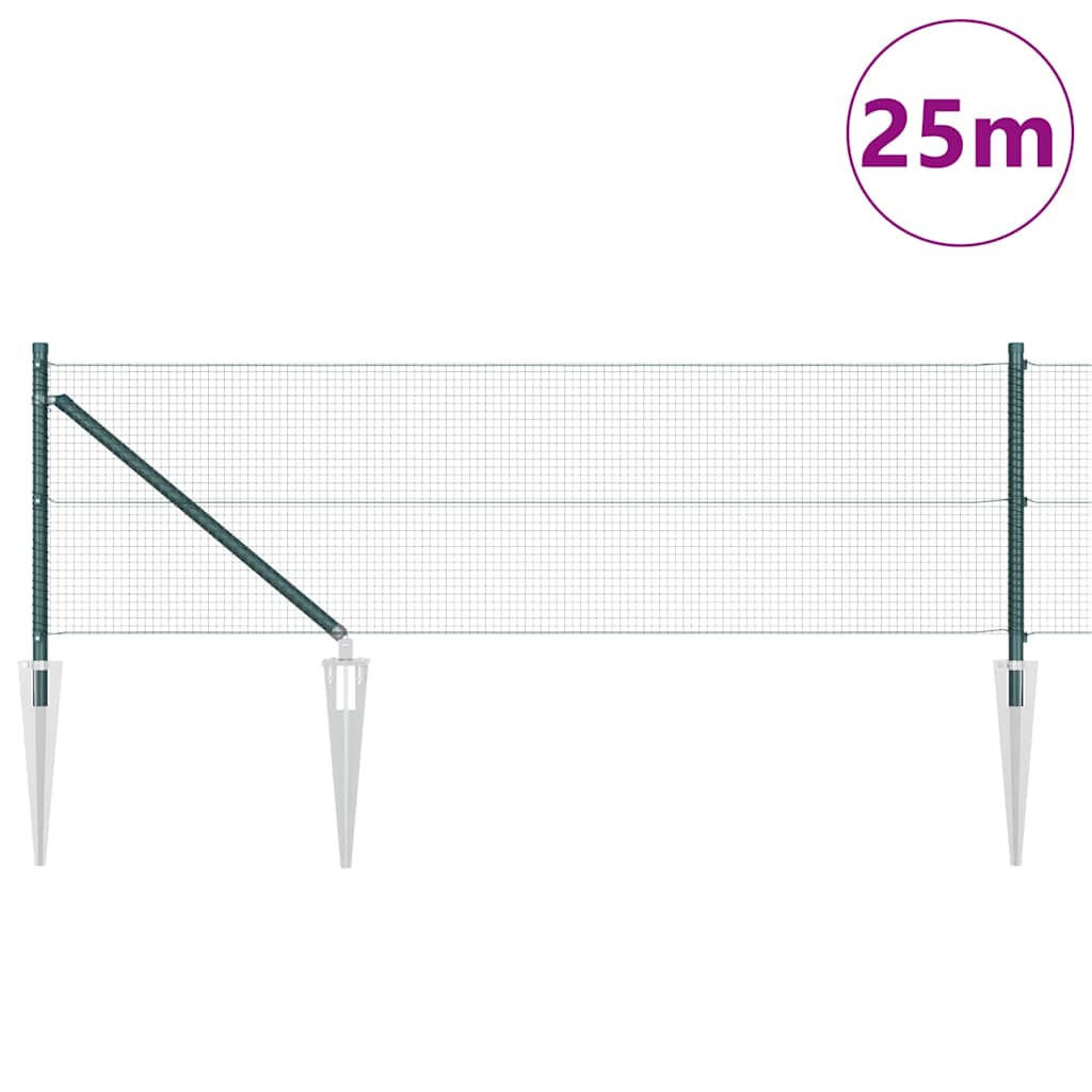 Welded Wire Fence with Spikes Steel Green Mesh
