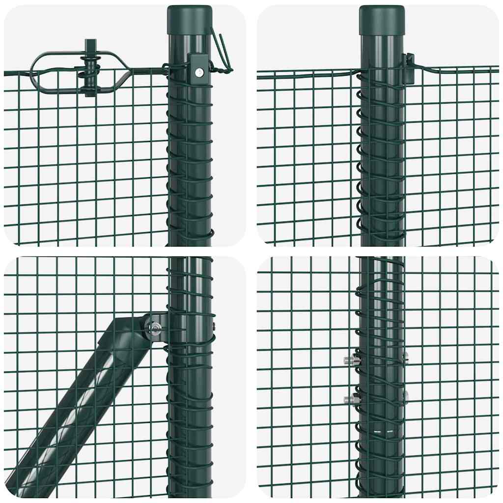 Spike-Installed Welded Mesh Fence Steel and PVC Green Mesh