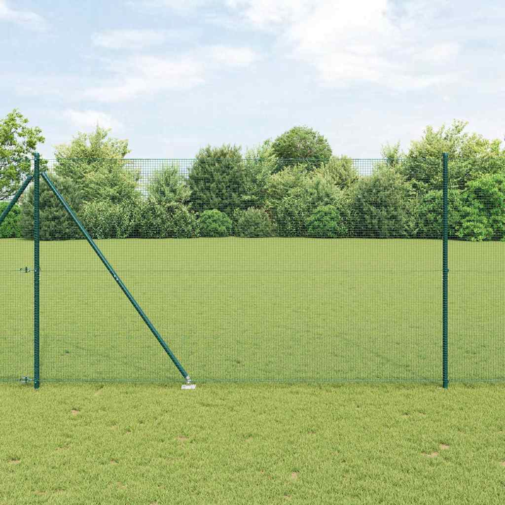 Spike-Installed Welded Mesh Fence Steel and PVC Green Mesh