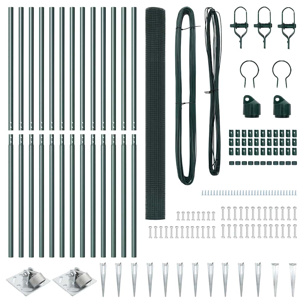 Spike-Installed Welded Mesh Fence Steel and PVC Green Mesh