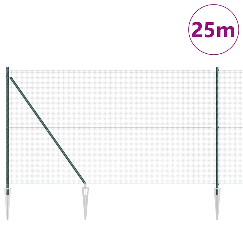 Spike-Installed Welded Mesh Fence Steel and PVC Green Mesh