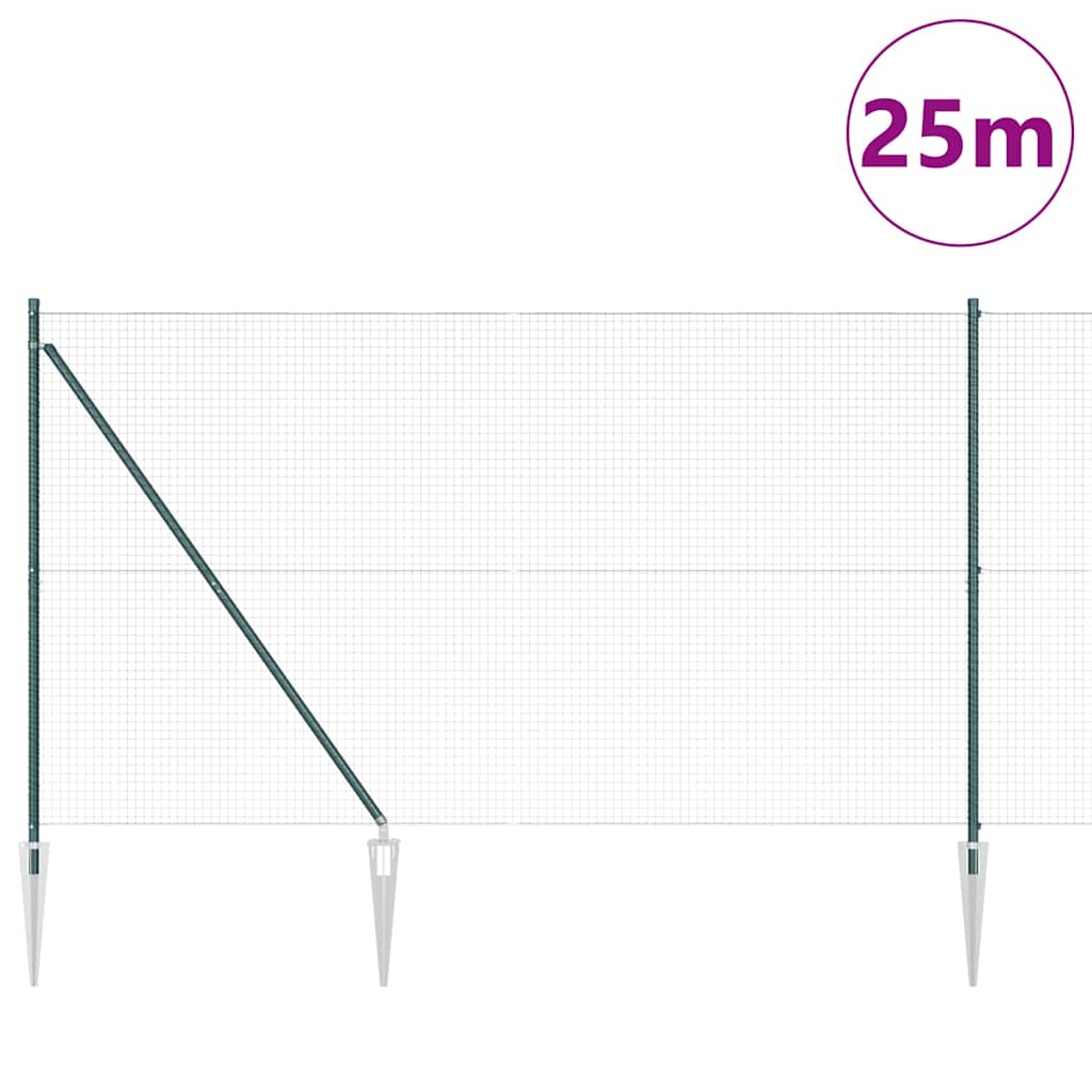 Welded Wire Fence with Spikes Steel Green Mesh