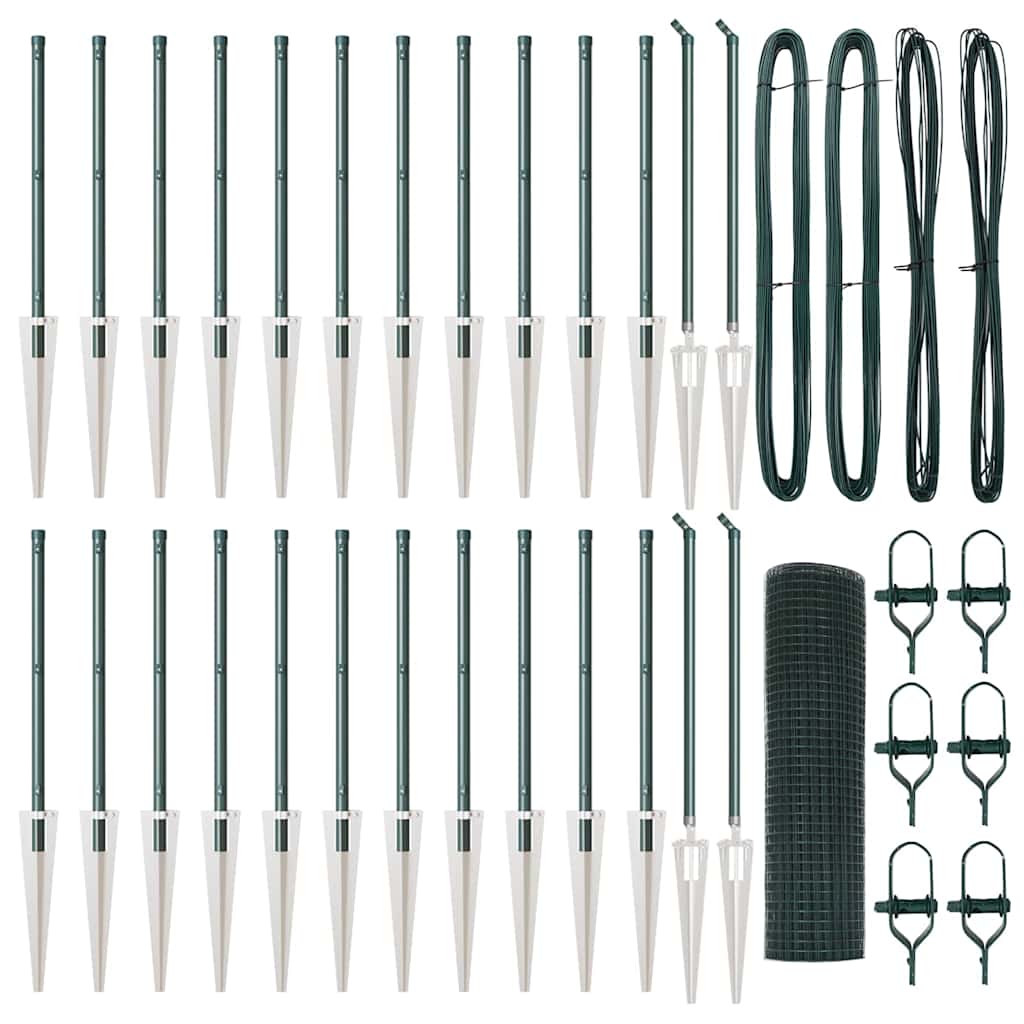 Welded Wire Fence with Spikes 50 x 0.5 m PVC-Coated Steel Green
