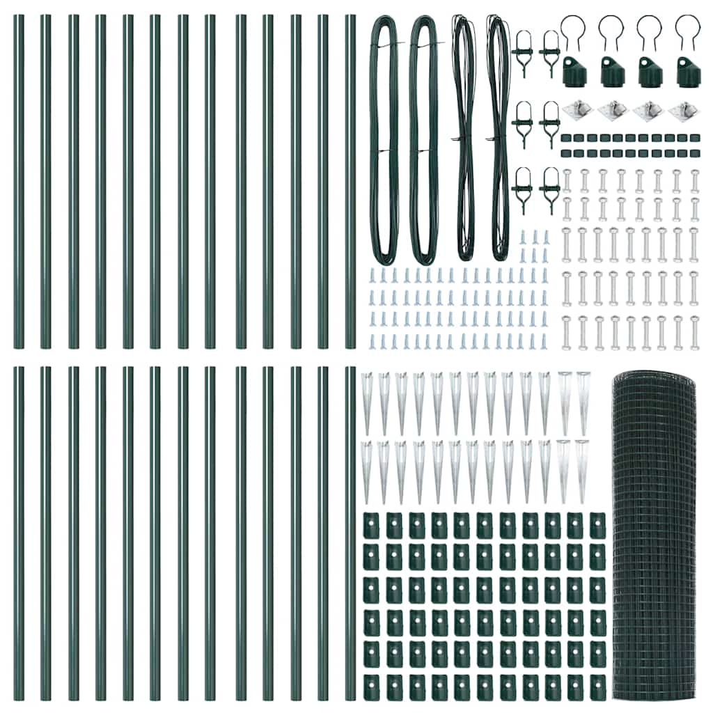 Welded Wire Fence with Spikes 50 x 0.5 m PVC-Coated Steel Green