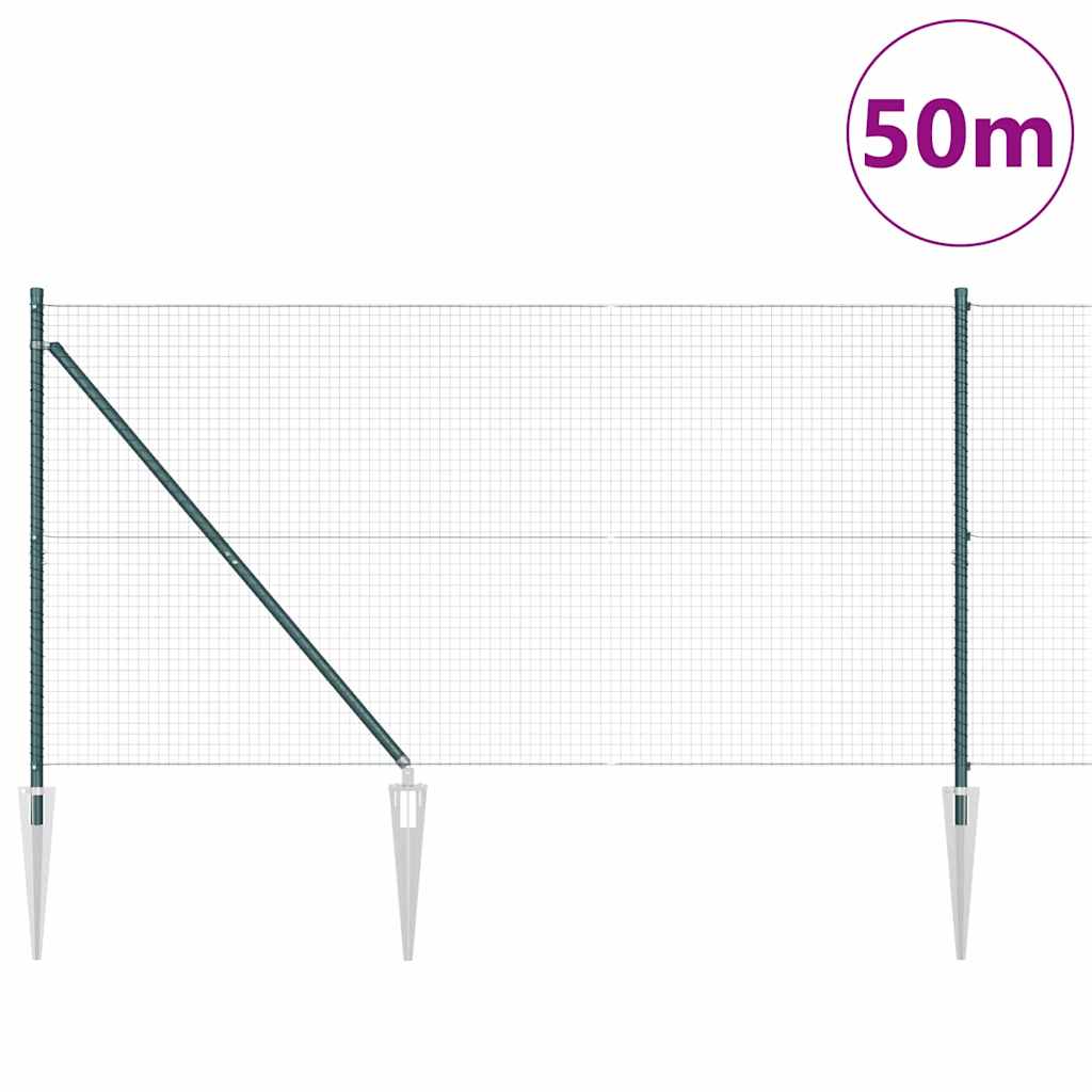 Welded Wire Fence with Spikes Steel and PVC Green Mesh