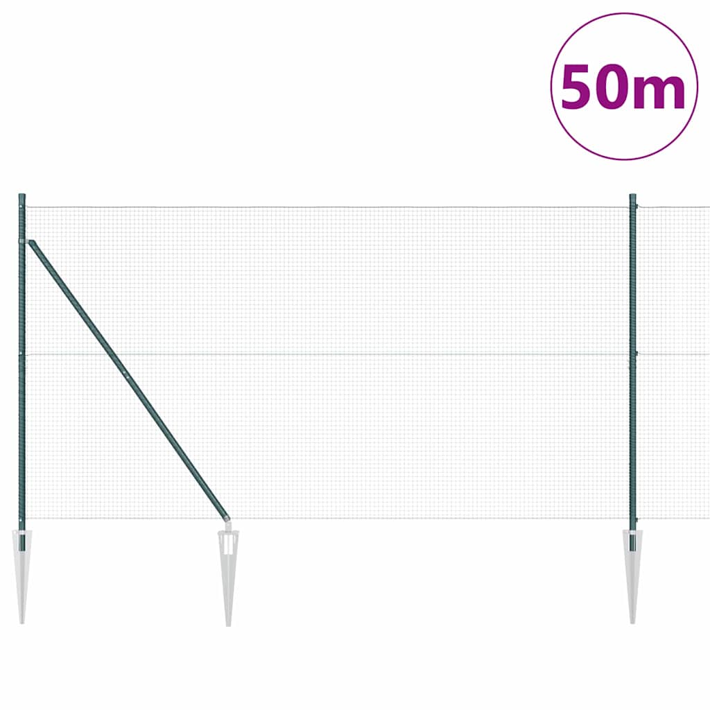 Welded Wire Fence with Spikes Steel and PVC Green Mesh