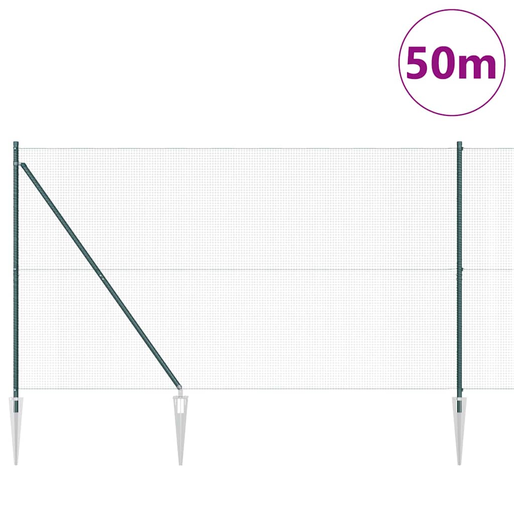 Welded Wire Fence with Spikes Steel and PVC Green Mesh