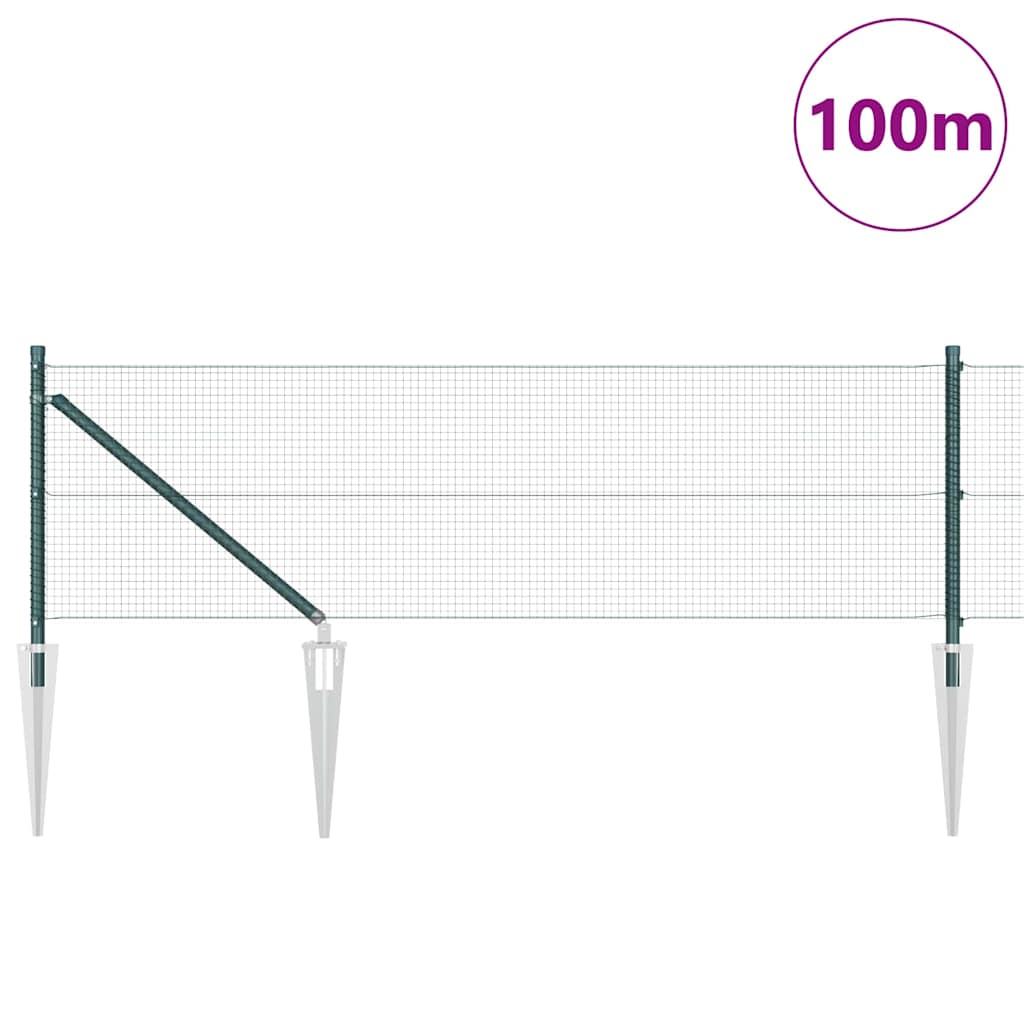 Welded Wire Fence with Spikes Steel and PVC Green Mesh