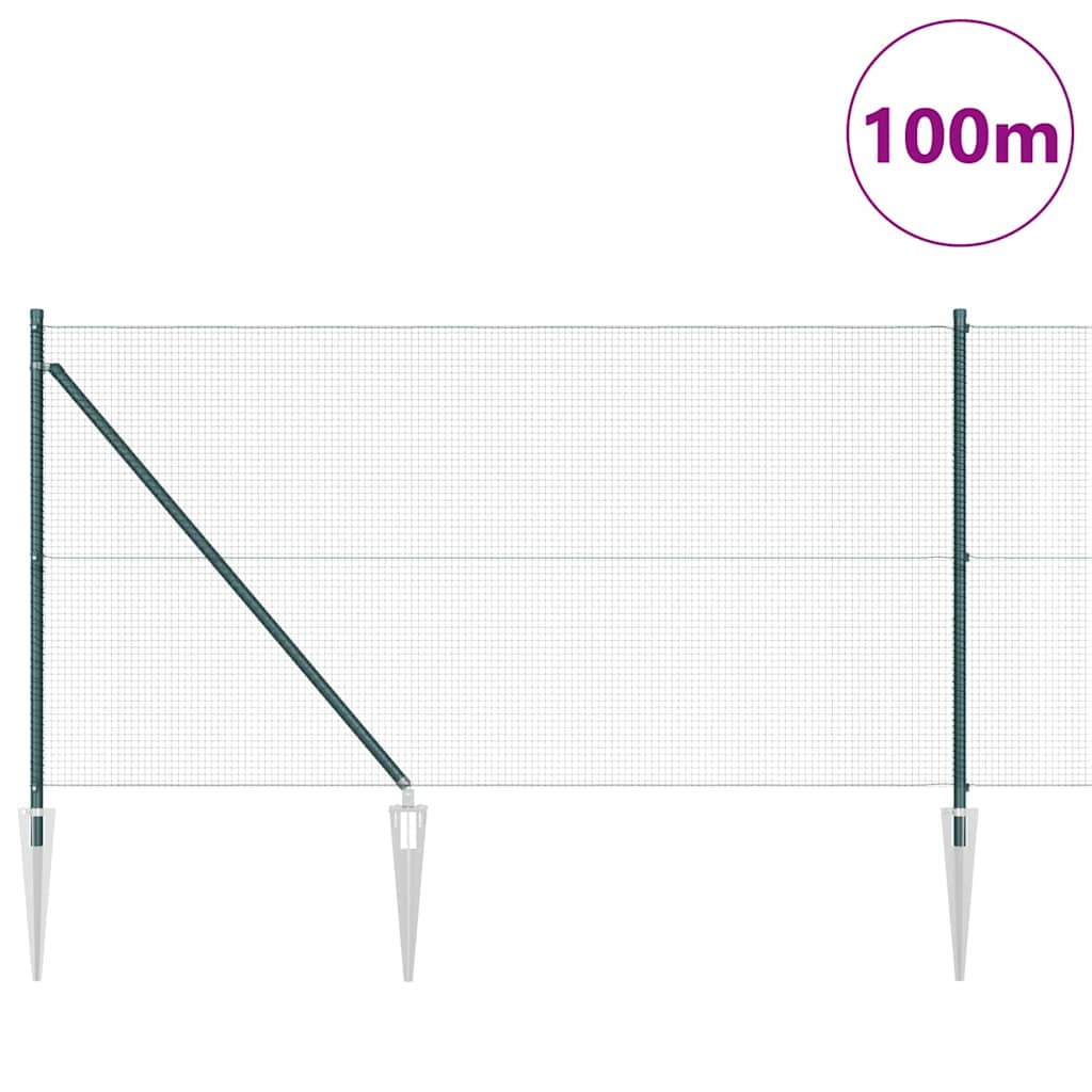 Welded Wire Fence with Spikes Steel and PVC Green Mesh