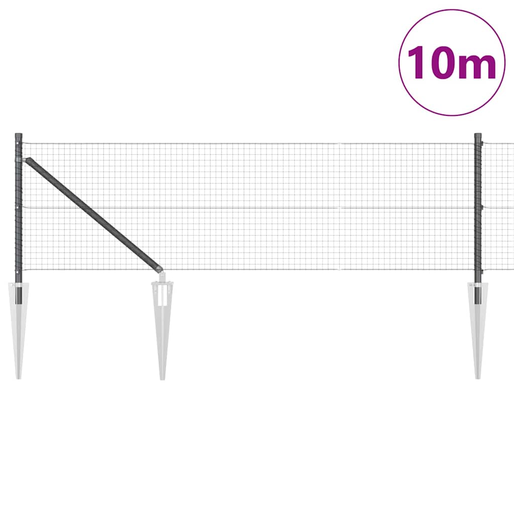 Welded Wire Fence with Spikes Steel and PVC Grey Mesh